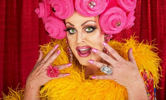 A drag queen about to be the host of bingo