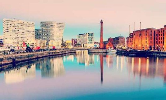 View of the Albert Docks as the sun goes down. Discover Liverpool Hen Party ideas below:
