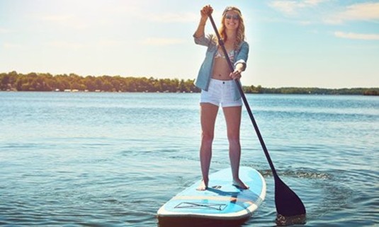 Ladies paddleboarding